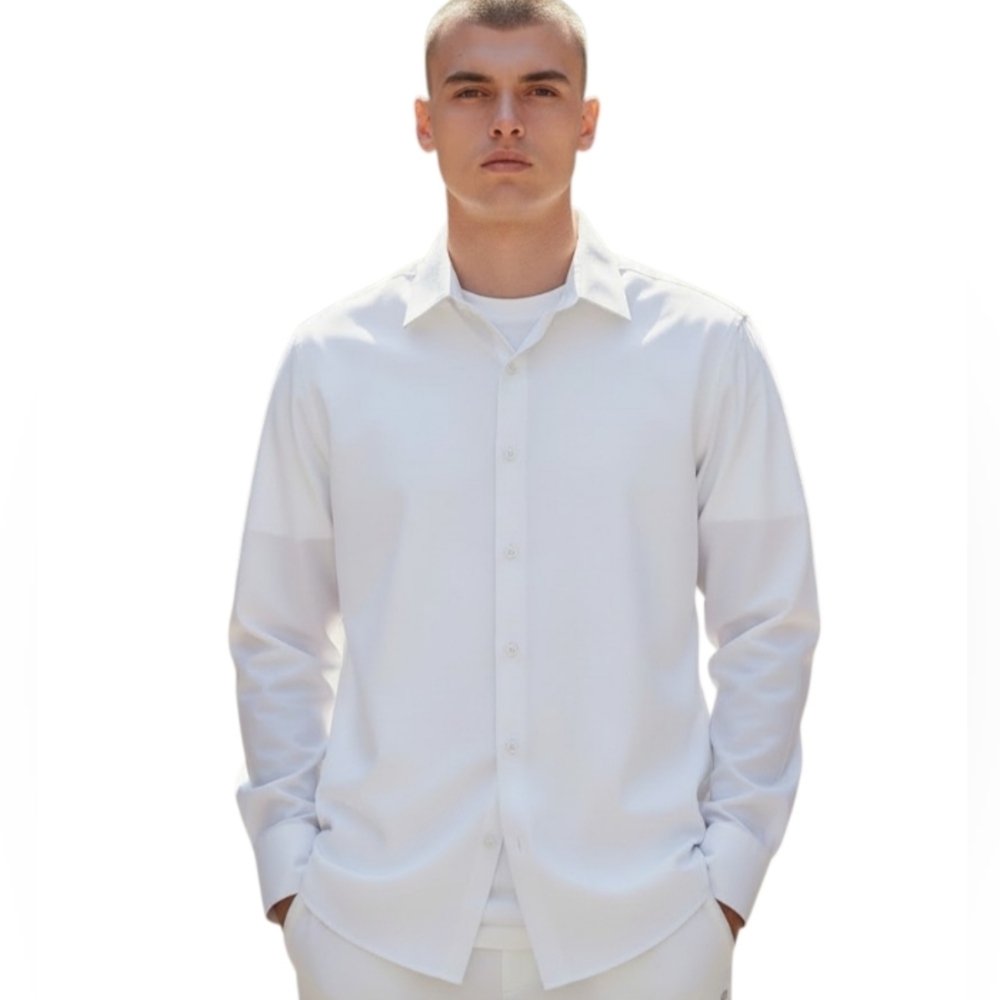 Bergamo Newyork Men's White Classic Button-Up Shirt Sz.L NWT